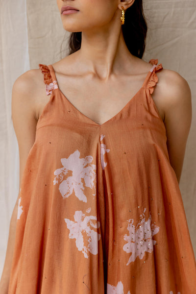 Peony bias dress - dark salmon