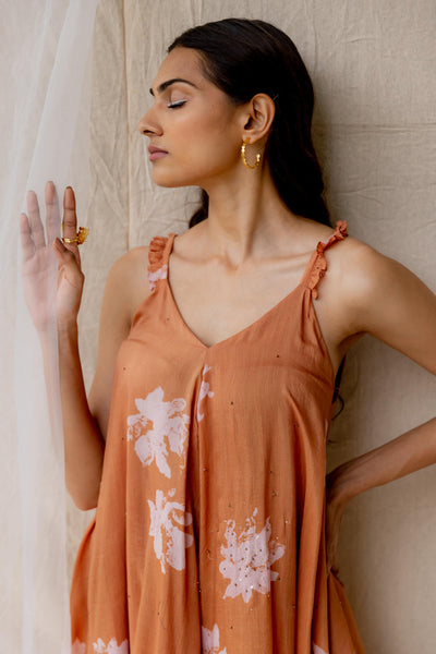 Peony bias dress - dark salmon