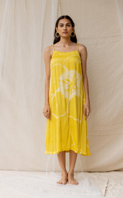 Hibiscus on a date dress - yellow