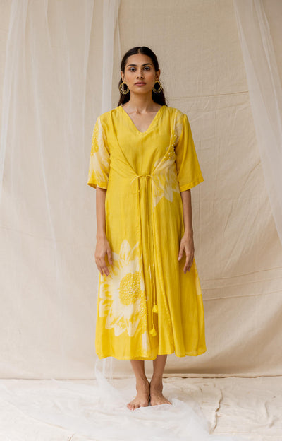 Dainty Daisy dress - yellow - cotton silk