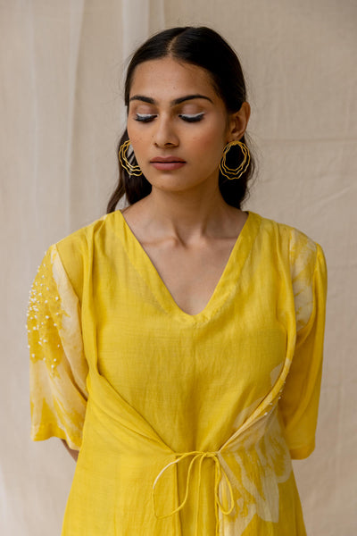 Dainty Daisy dress - yellow - cotton silk