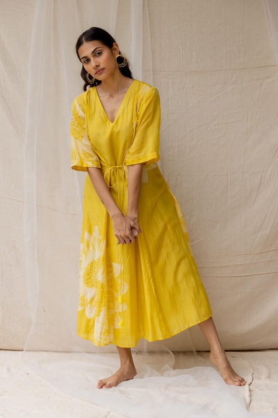 Dainty Daisy dress - yellow - cotton silk