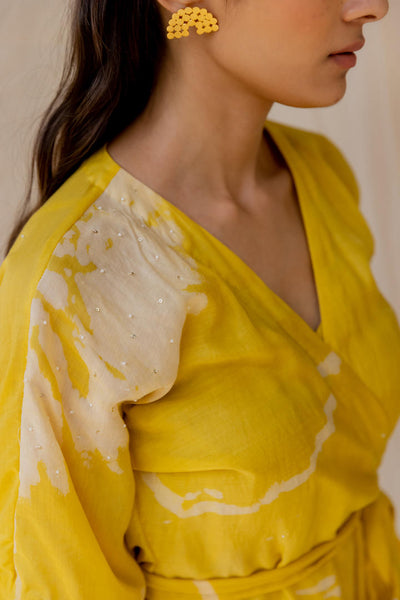 Hibiscus wrap around dress - yellow