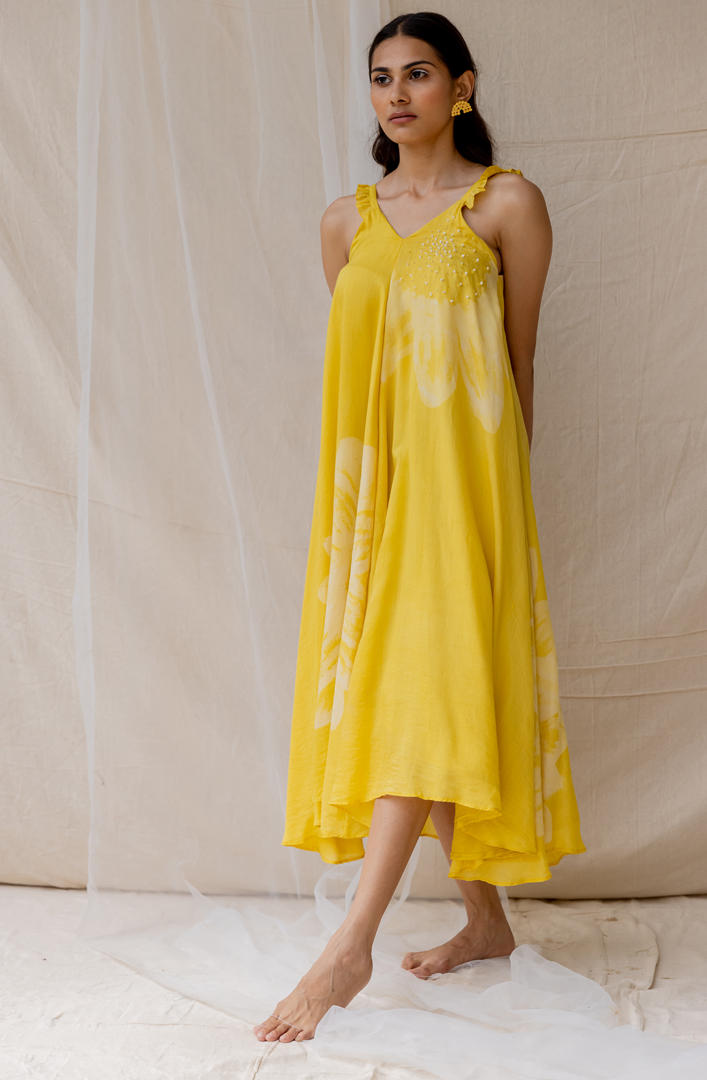 Dancing sunflower dress - yellow