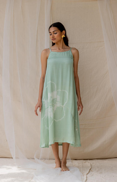 Hibiscus on a date dress - mint