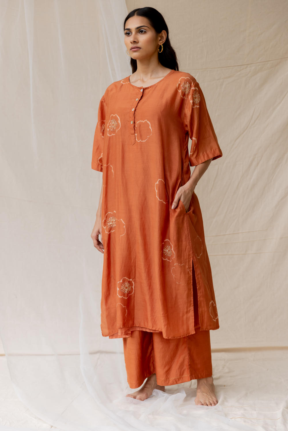 Dramatic poppy co-ord set - Rust