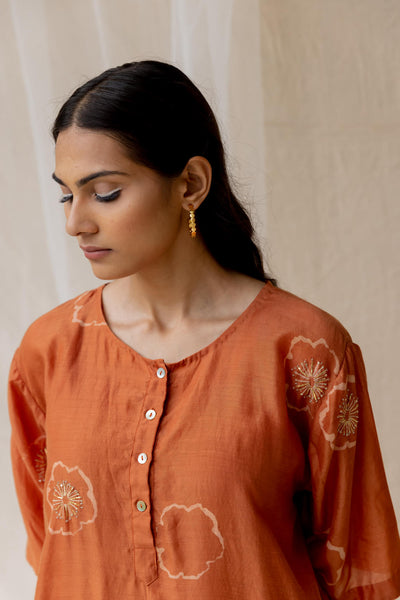 Dramatic poppy co-ord set - Rust