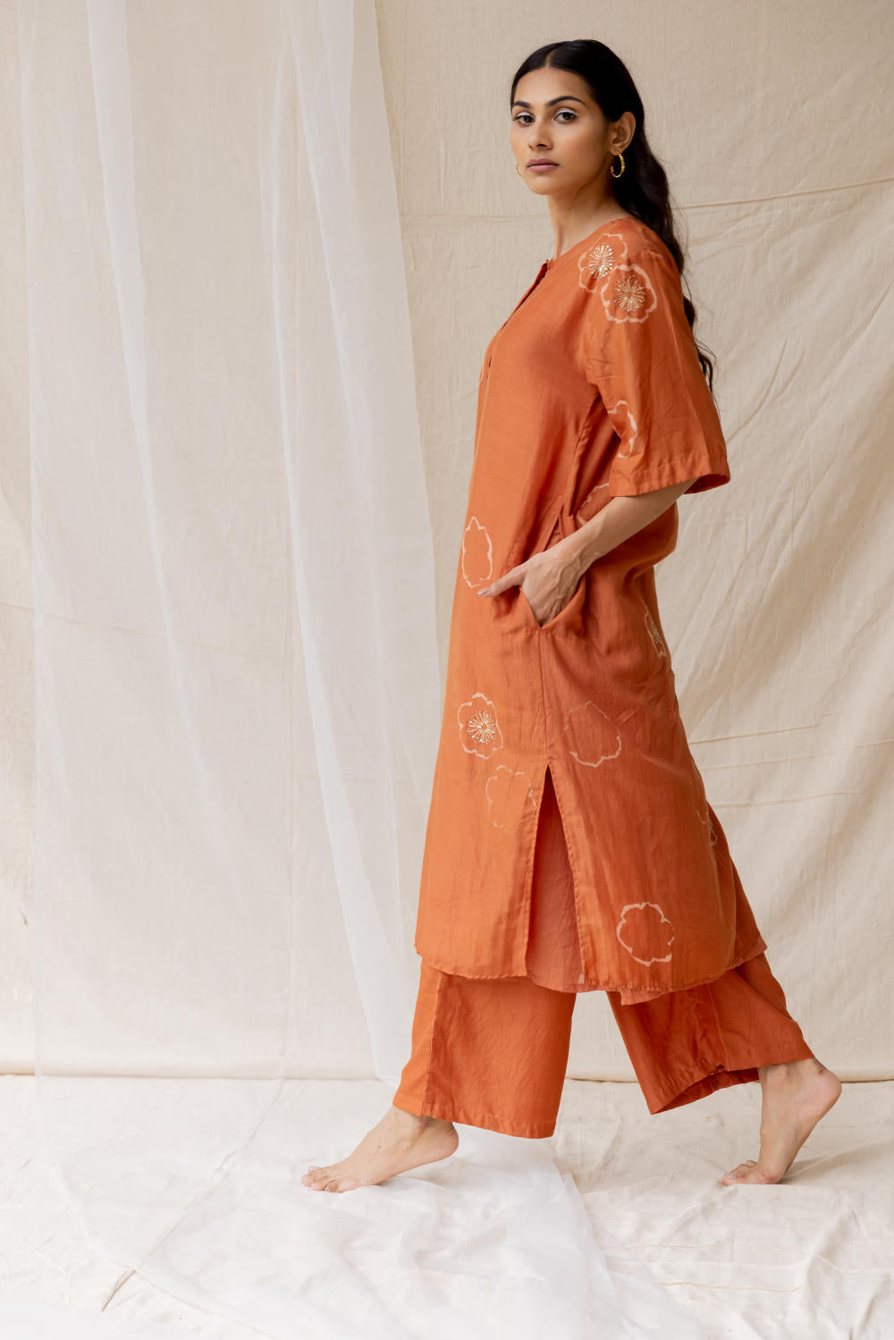 Dramatic poppy co-ord set - Rust