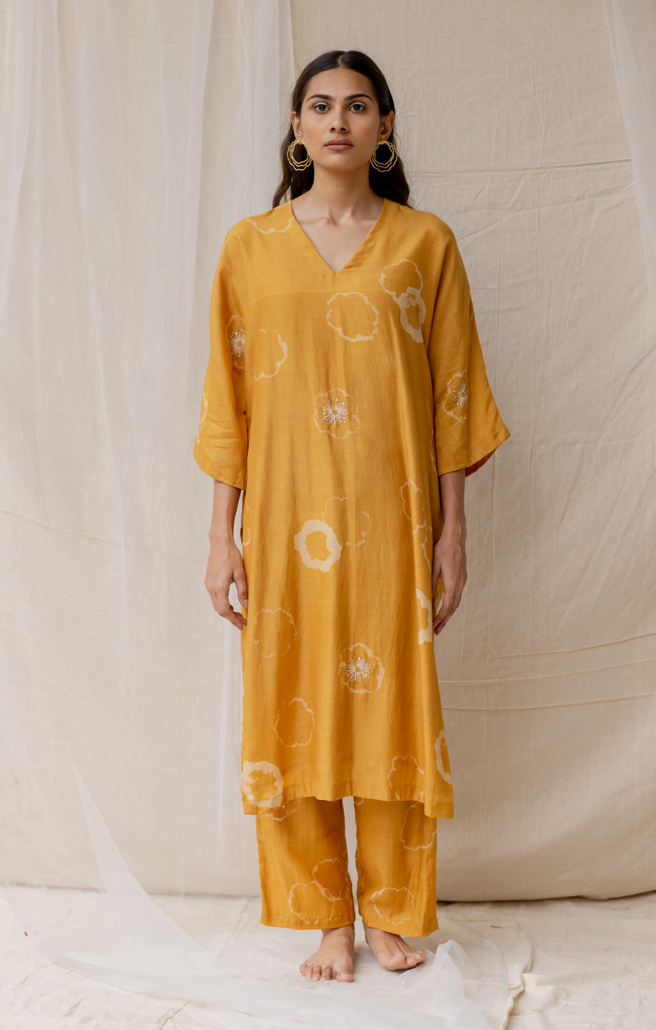 Dramatic poppy co-ord set - mustard