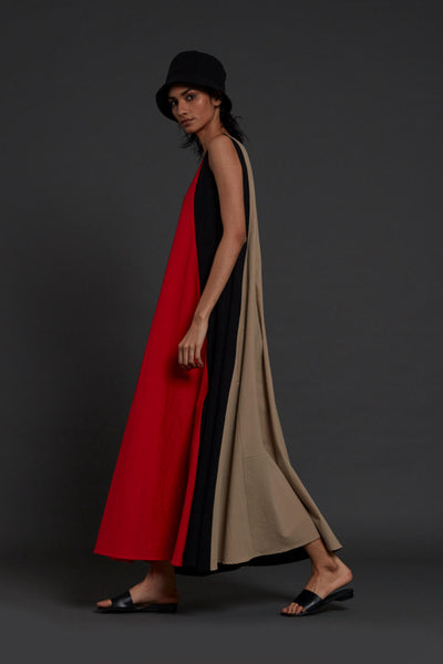 Red Colour Block Dress
