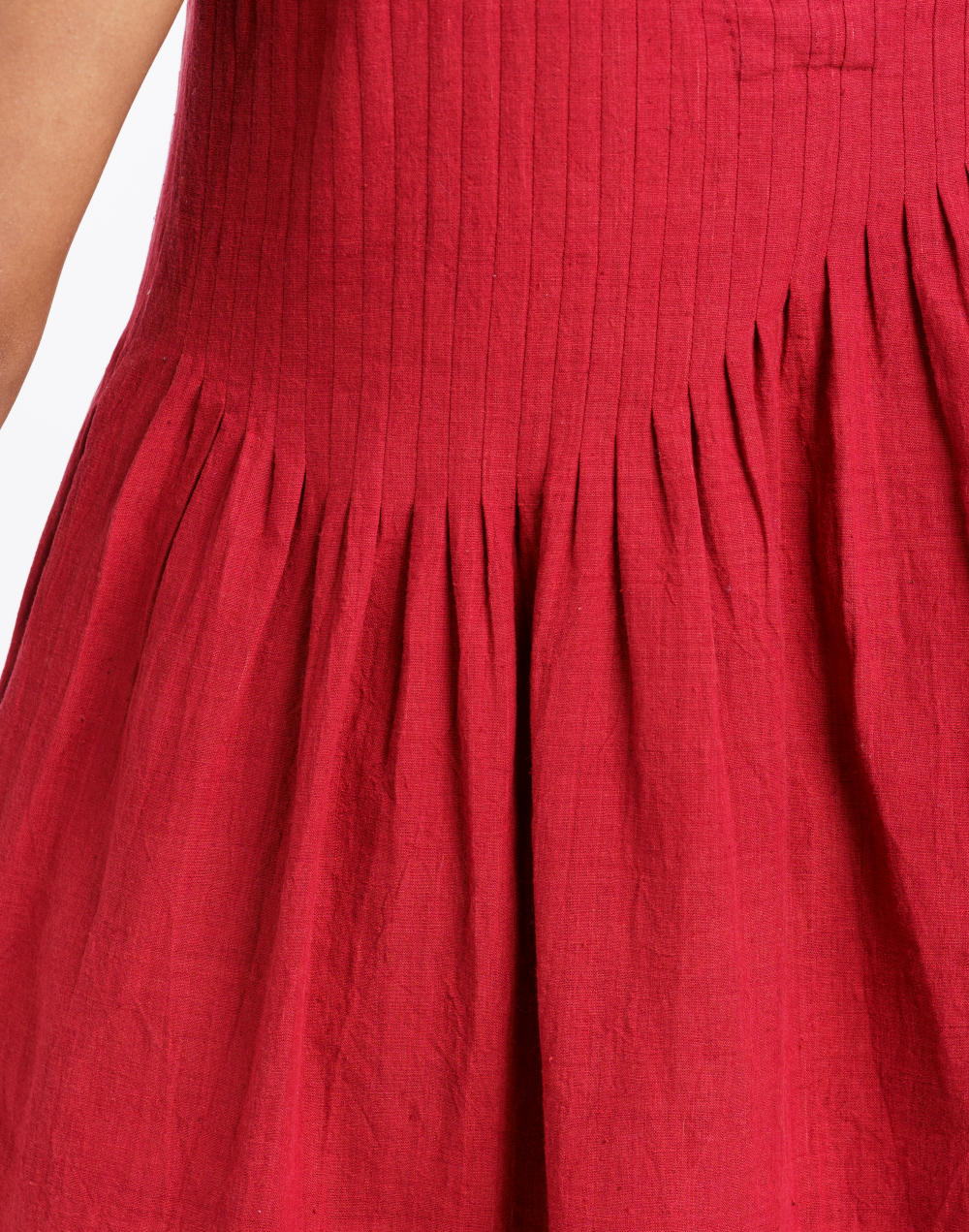 Red pleated midi dress - Red