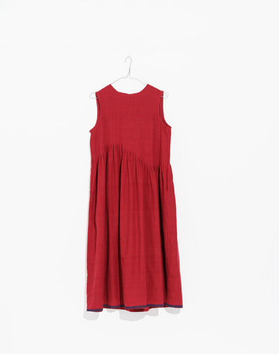 Red pleated midi dress - Red