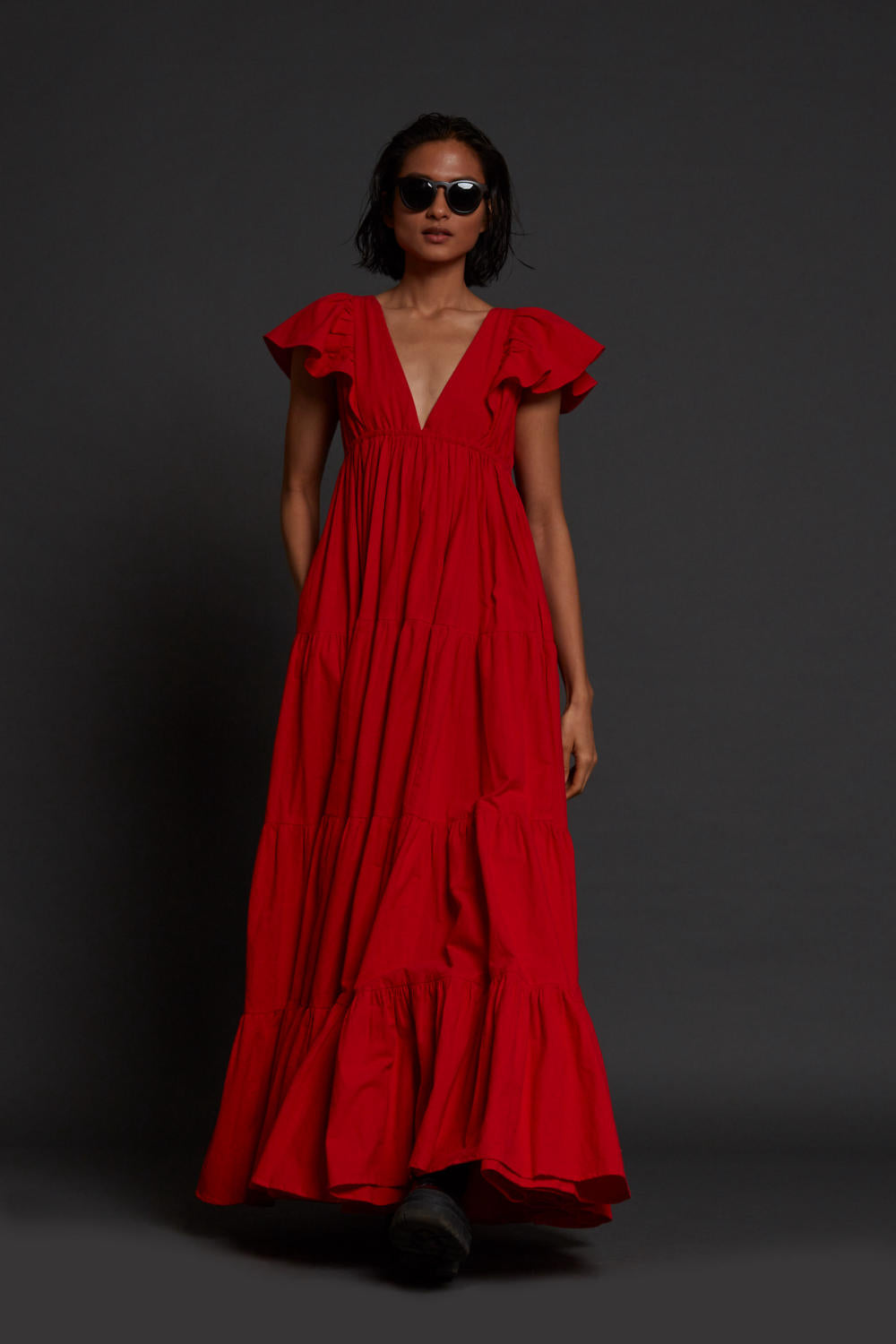 Red Tiered Gown