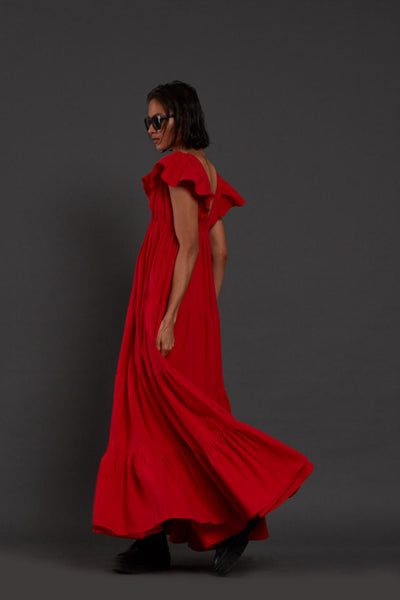 Red Tiered Gown