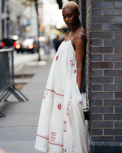 Ruffle Tiered Handwoven Slip Dress