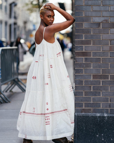 Ruffle Tiered Handwoven Slip Dress