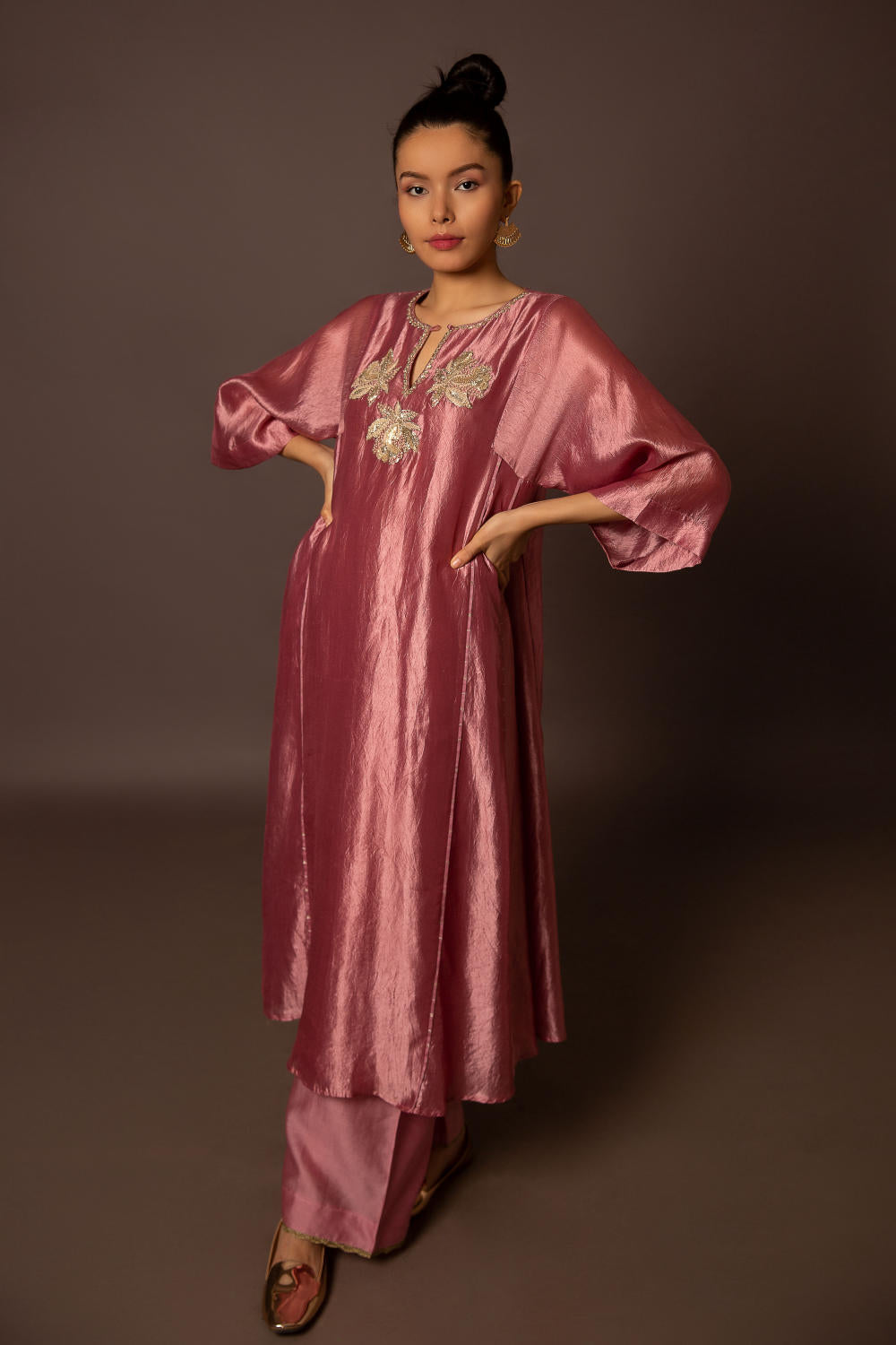 Rose Pink Dupion silk with Pita Butas
