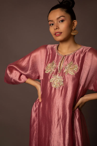 Rose Pink Dupion silk with Pita Butas