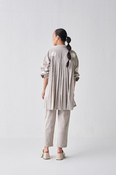 COLLARED BACK PLEAT SHIRT CO-ORD