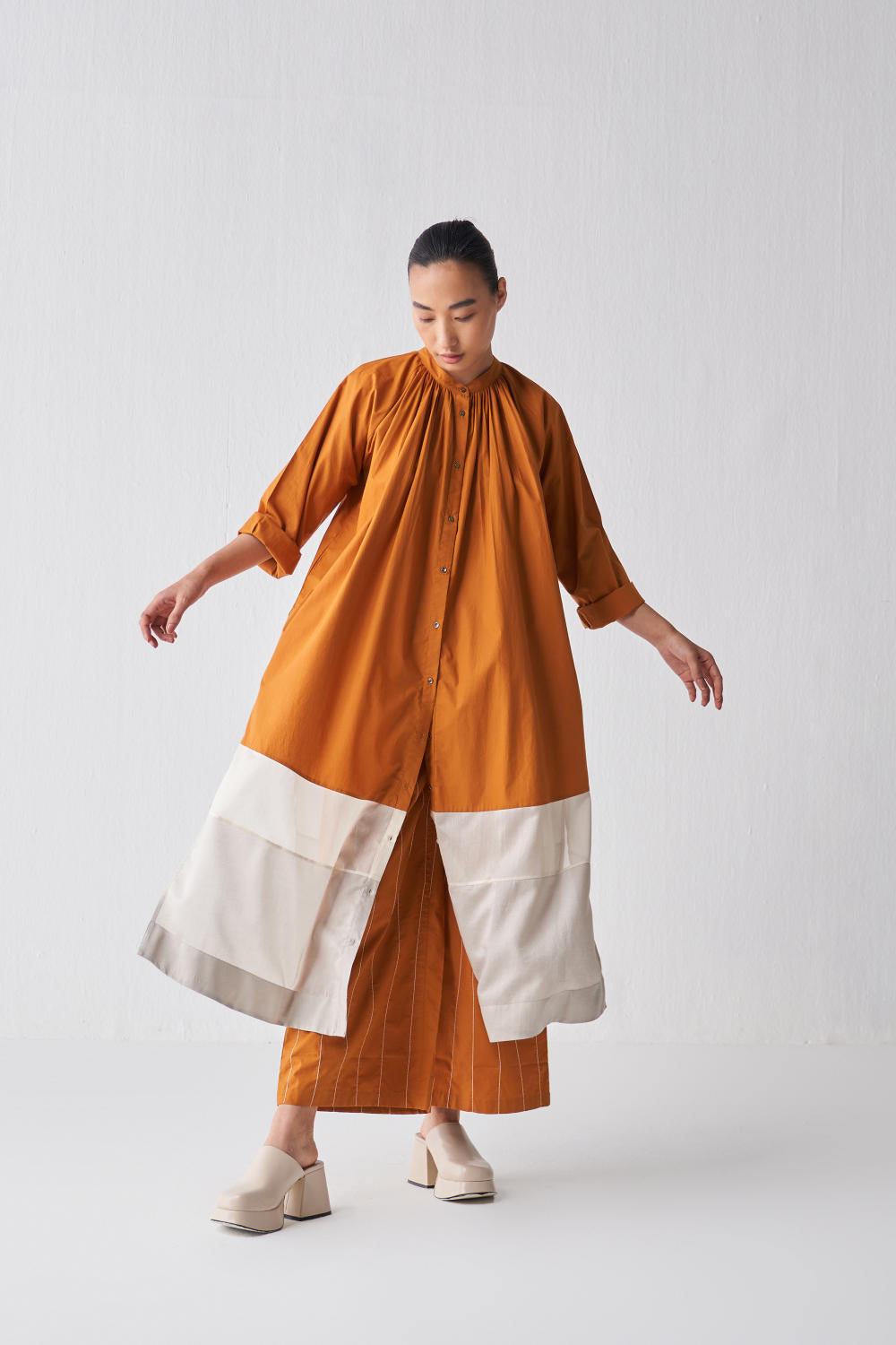 GATHERED NECK SHIRT CO-ORD