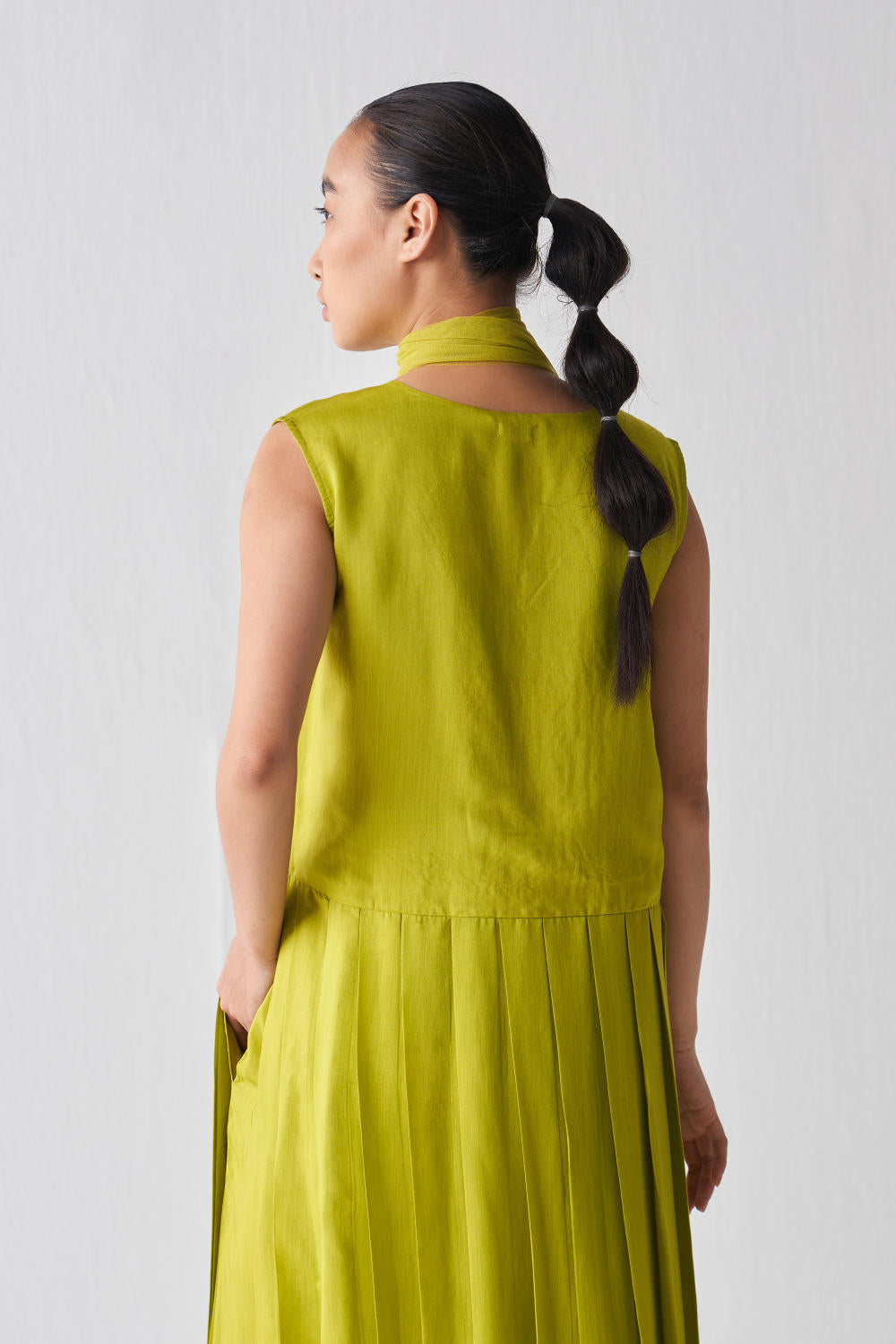 WAIST PLEAT TUNIC CO-ORD-LIME