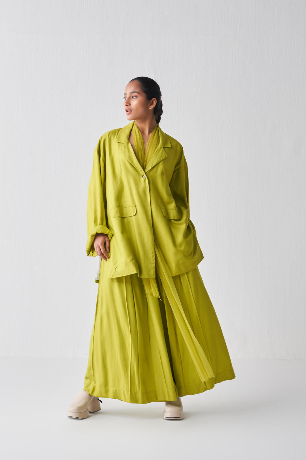 WIDE SLEEVE JACKET CO-ORD-LIME