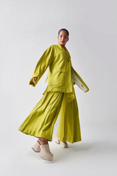 WIDE SLEEVE JACKET CO-ORD-LIME