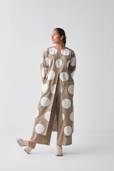 FRONT SLIT APPLIQUE TUNIC CO-ORD