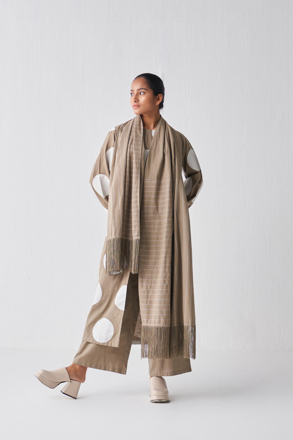 FRONT SLIT APPLIQUE TUNIC CO-ORD (SET OF 3)