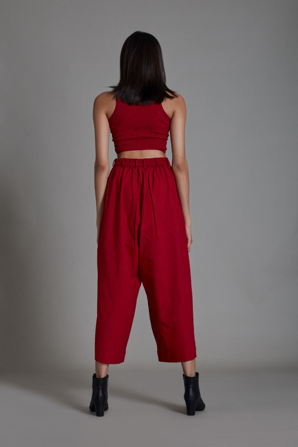 SMOCKED TOP & SOLITAIRE PANTS - RED