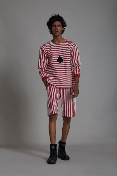 SPADE RED STRIPE TSHIRT & STRIPE SHORTS