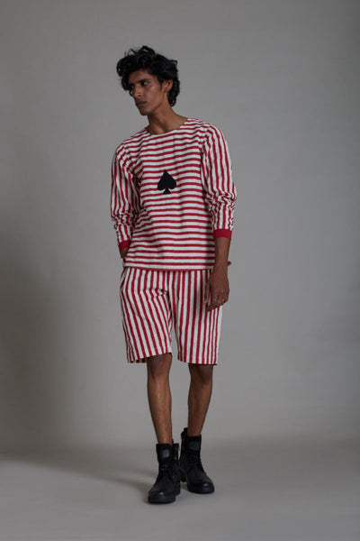 SPADE RED STRIPE TSHIRT & STRIPE SHORTS