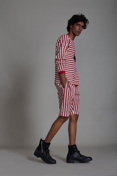 SPADE RED STRIPE TSHIRT & STRIPE SHORTS