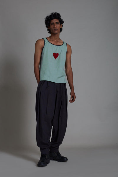 TANK TOP & BALLOON PANTS SET- BLUE & BLACK