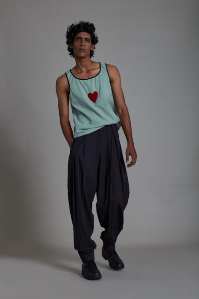 TANK TOP & BALLOON PANTS SET- BLUE & BLACK