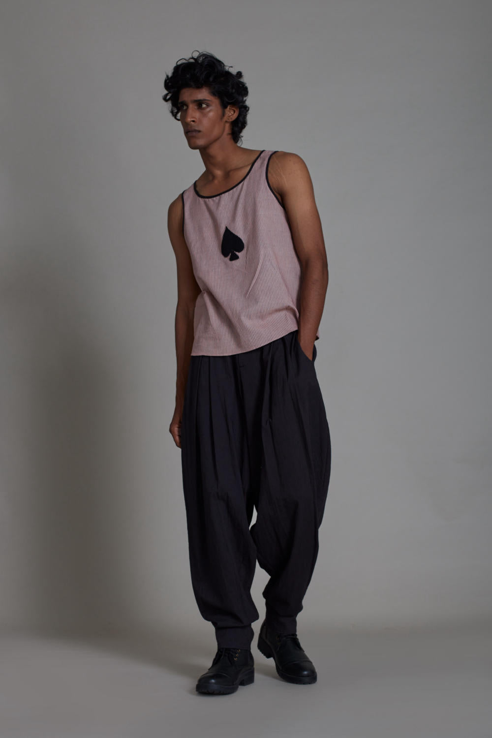 TANK TOP & BALLOON PANTS SET- SS PINK & BLACK