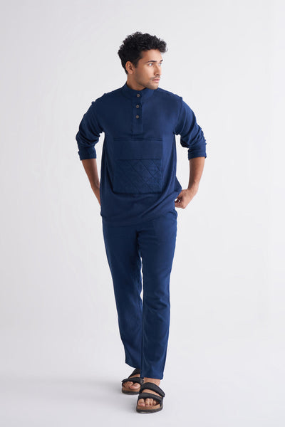 Turtle Neck Shirt Co-ord - Navy