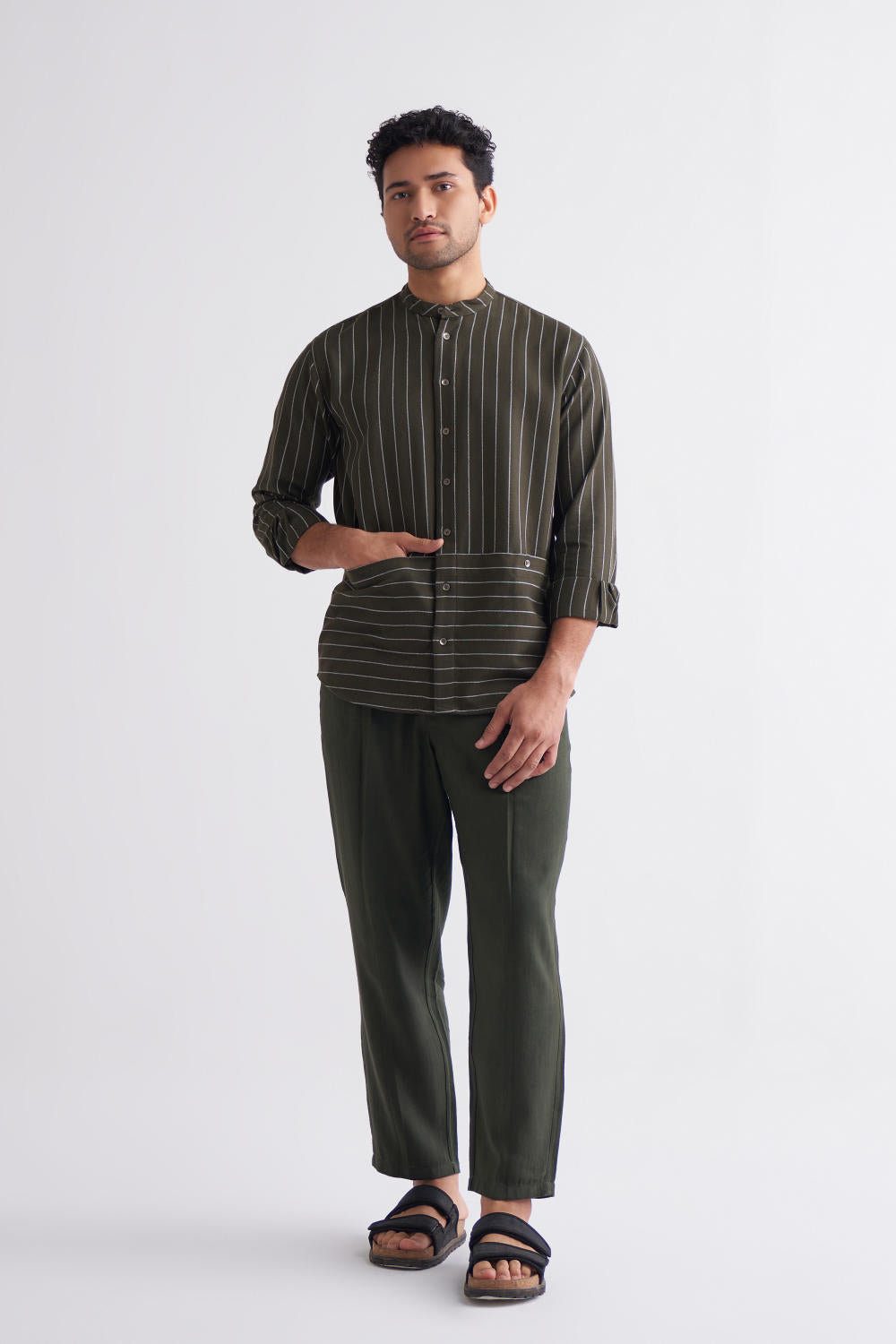 Front Pocket Shirt Co-ord - Olive