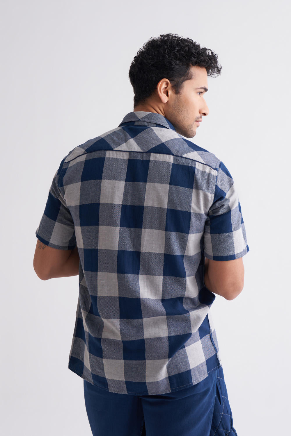 Camp Collar Shirt Co-ord - Navy Check