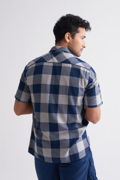 Camp Collar Shirt Co-ord - Navy Check