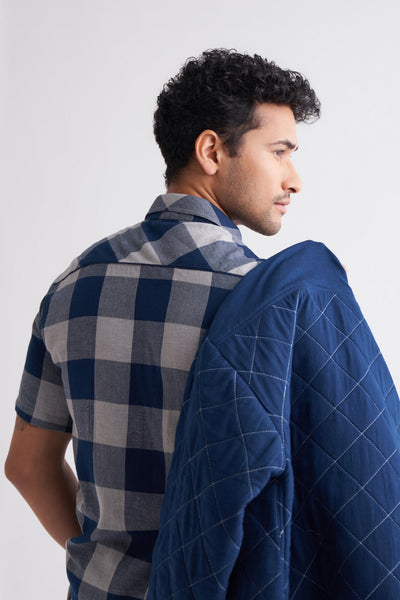 Camp Collar Shirt Co-ord - Navy Check