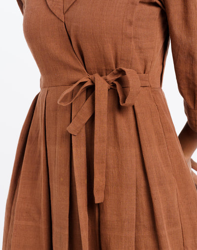 The 70’s classic wrap midi dress - Brown