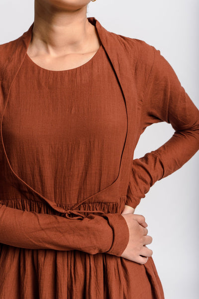 Toasted brown layered dress - Brown