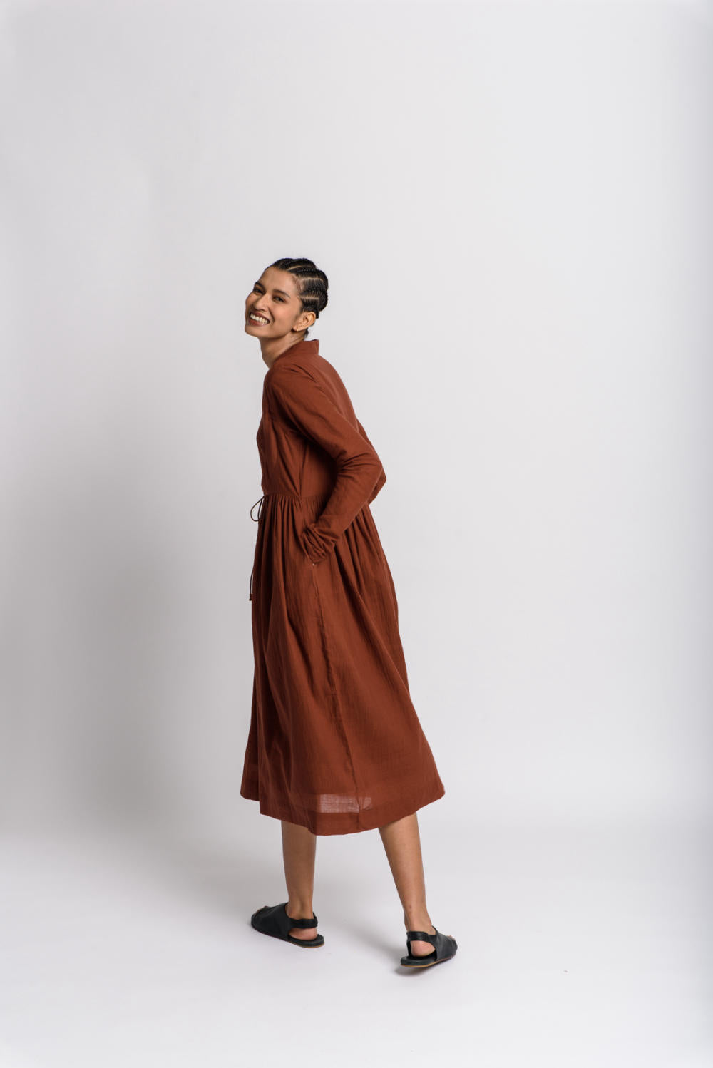 Toasted brown layered dress - Brown