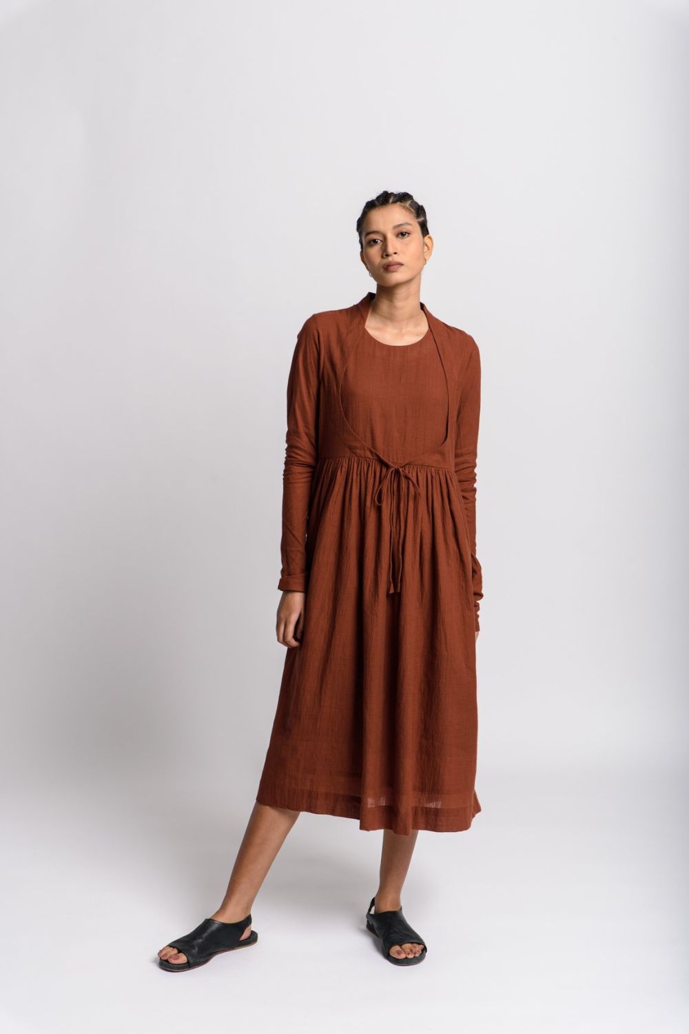 Toasted brown layered dress - Brown