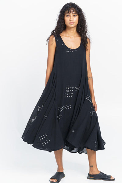 Scoop-neck gathered midi dress