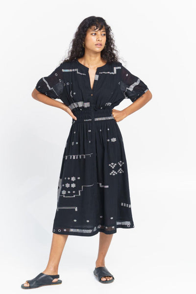Elasticated waist midi dress