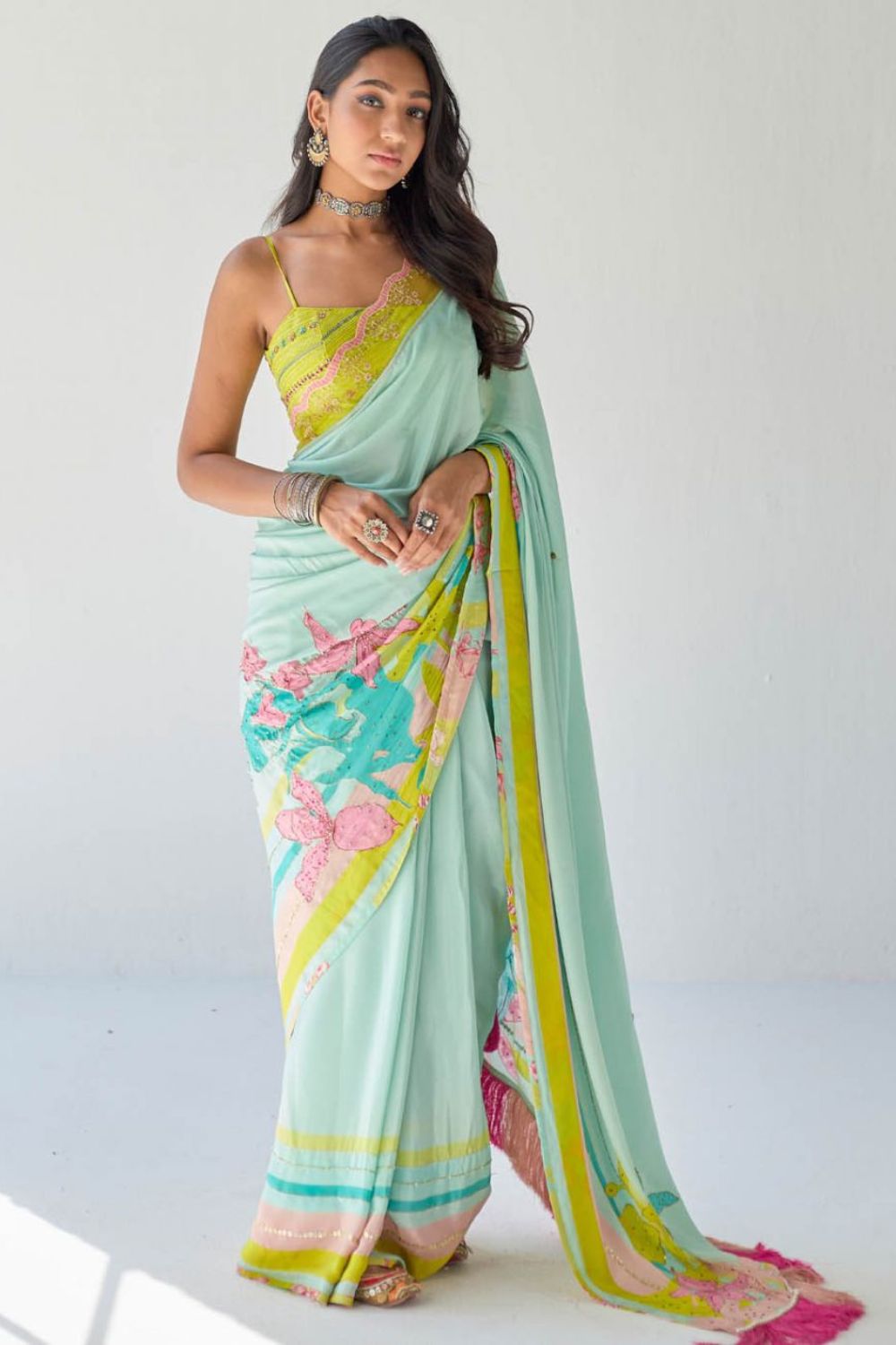 POWDER BLUE ORCHID SARI