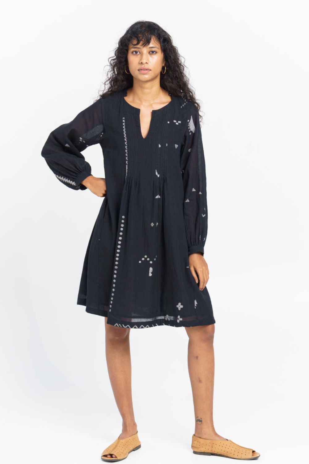 Hand-detailed relaxed short dress