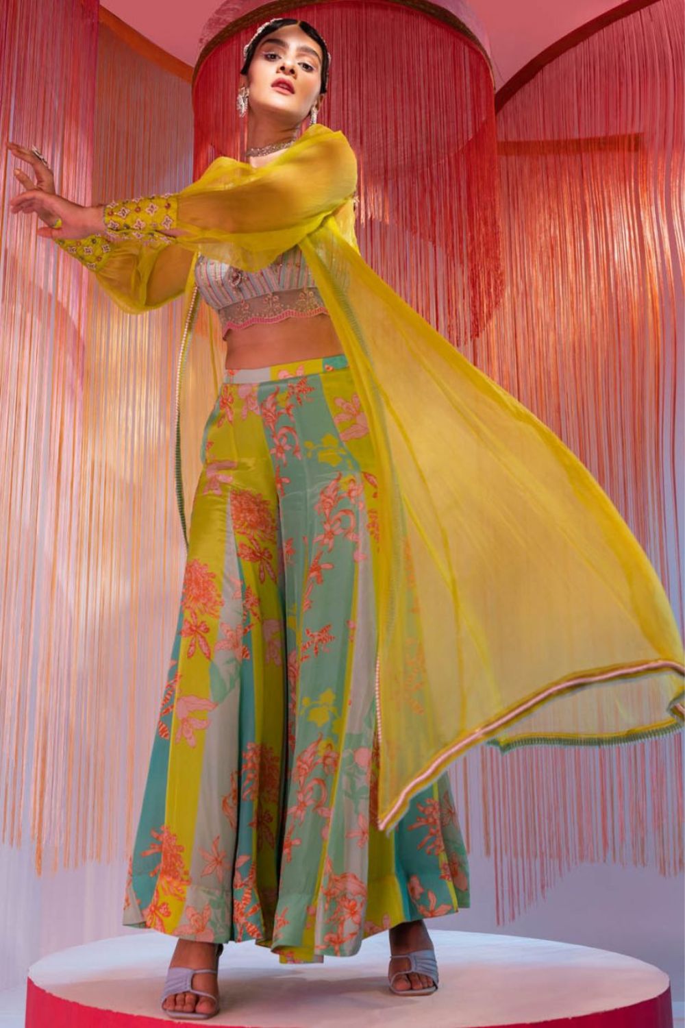LIME GREEN ORCHID JACKET SET